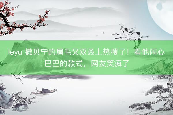 leyu 撒贝宁的眉毛又双叒上热搜了！看他闹心巴巴的款式，网友笑疯了