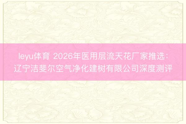 leyu体育 2026年医用层流天花厂家推选：辽宁洁斐尔空气净化建树有限公司深度测评